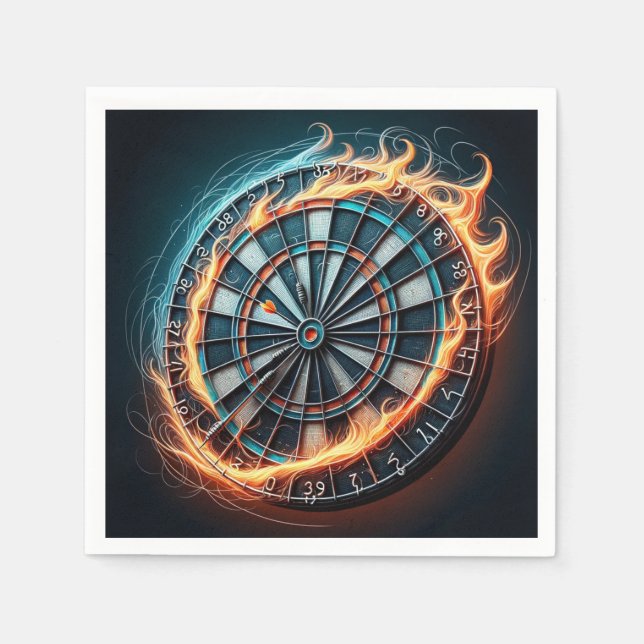 Fiery Dartboard with Bullseye Explosion  Napkin (Front)