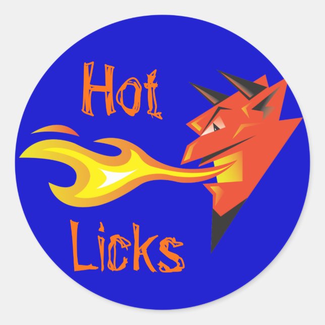 Fiery Devil's Head_"Hot Licks" decal Classic Round Sticker (Front)
