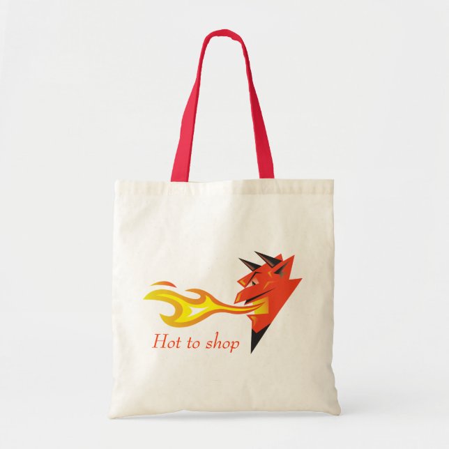 Fiery Devil's Head "Hot to shop" Tote Bag (Front)