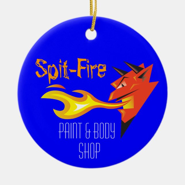 Fiery Devil's Head_Paint & Body Shop Ceramic Tree Decoration (Front)
