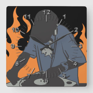 Fiery Dj Square Wall Clock