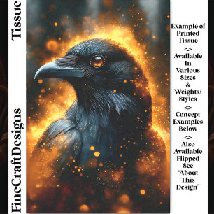 Fiery Dramatic Black Raven Crow DF3L Decoupage Tissue Paper