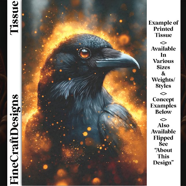 Fiery Dramatic Black Raven Crow DF3R Decoupage Tissue Paper (Creator Uploaded)