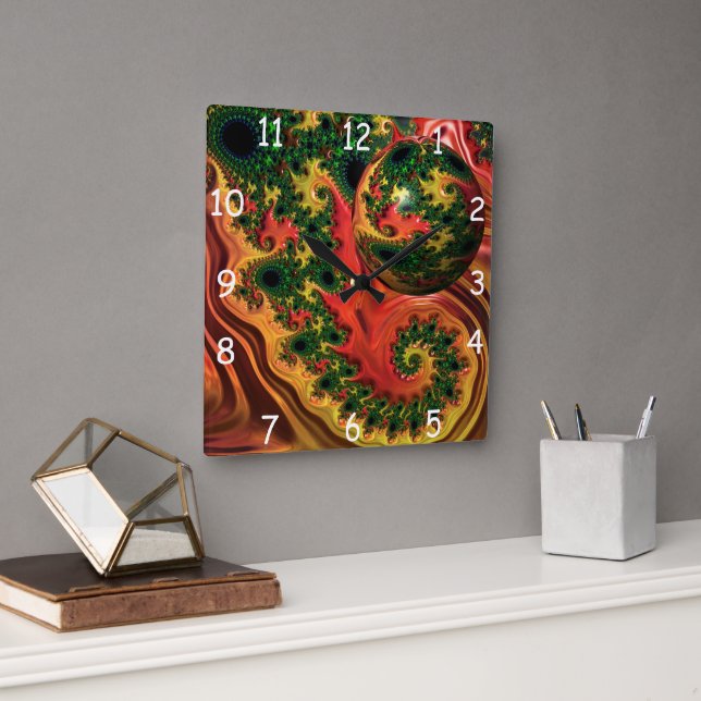 Fiery Elegance - A Study in Complexity  Square Wall Clock (Office)