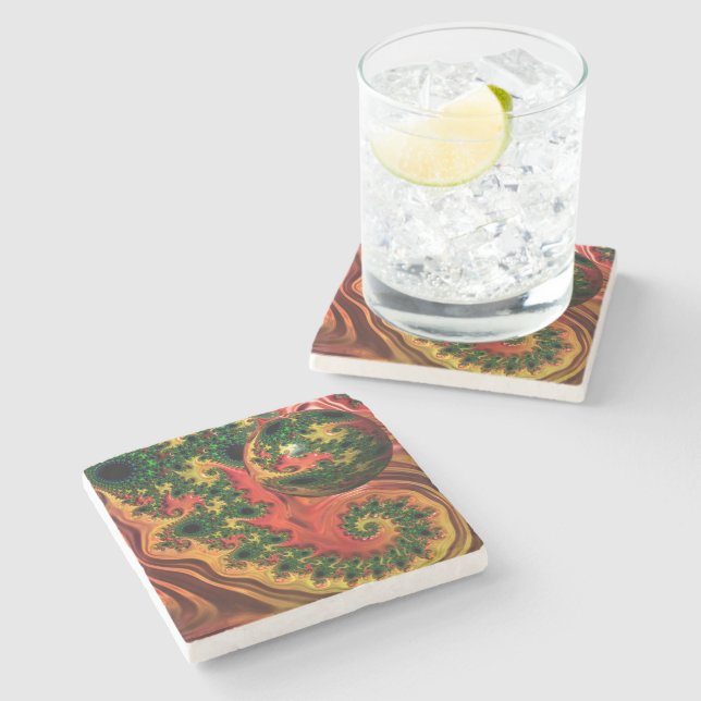 Fiery Elegance - A Study in Complexity  Stone Coaster (Side)