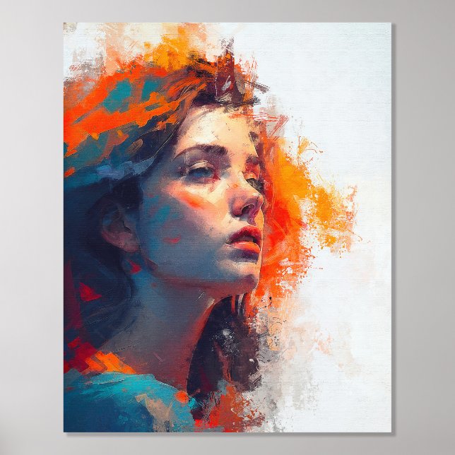 Fiery Essence – Abstract Portrait Digital Art Foil Prints (Front)