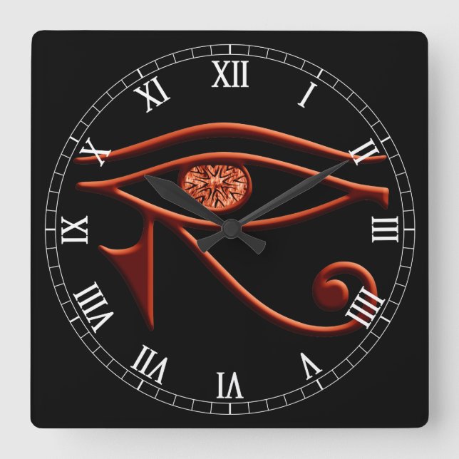 Fiery Eye Of Horus Roman Numeral Clock (Front)