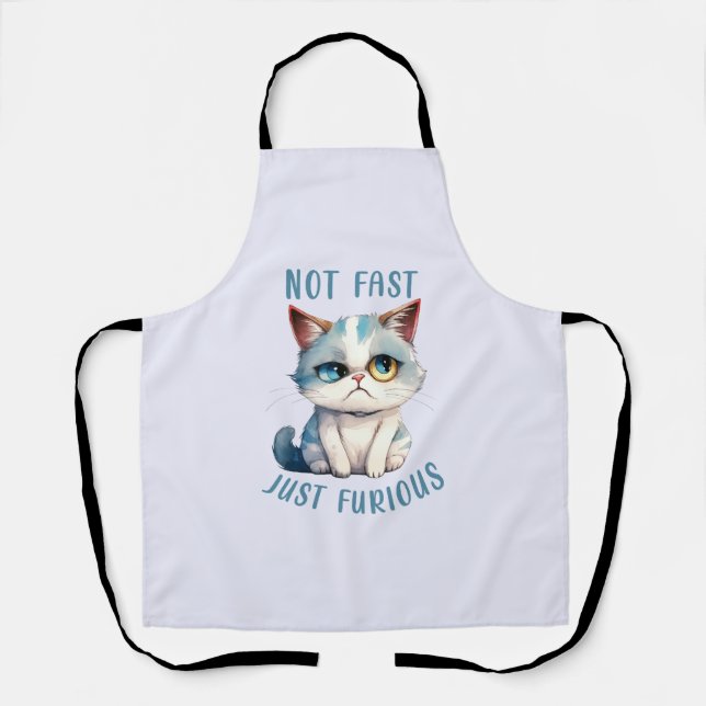 Fiery Feline Spirit – Sassy Angry Cat Design Apron (Front)