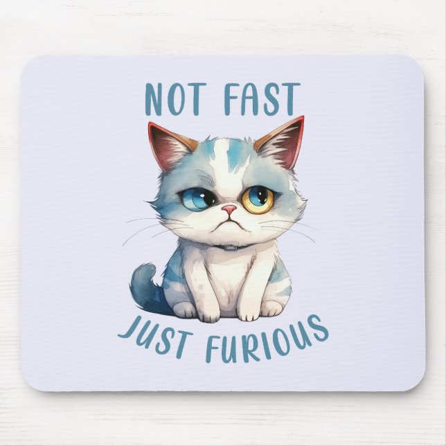Fiery Feline Spirit – Sassy Angry Cat Design Mouse Pad (Front)