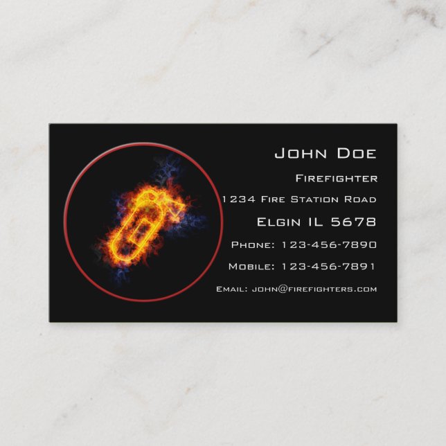 Fiery Fire Extinguisher Business Card (Front)