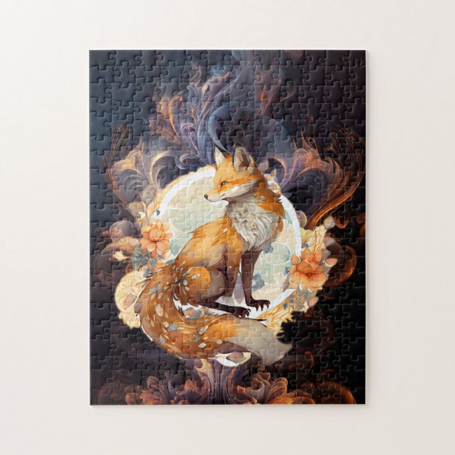Fiery Floral Fox Jigsaw Puzzle (Vertical)