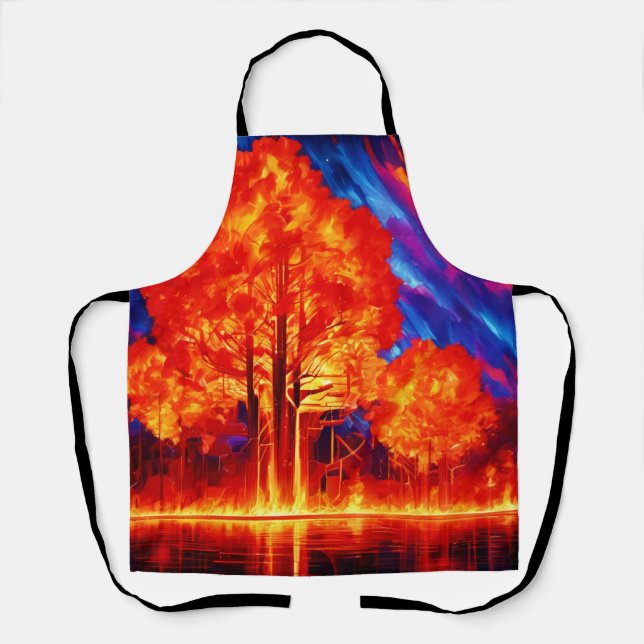 Fiery Forest Ablaze in Vivid Colours Apron (Front)