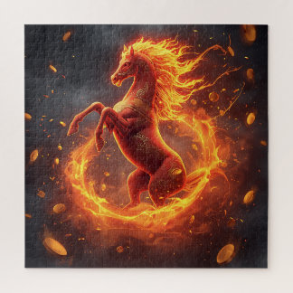 Fiery Fortune Horse – Raging Flames of Wealth Jigsaw Puzzle