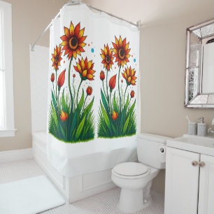Fiery Garden Bloom Shower Curtain