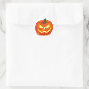 Fiery Grin Halloween Jack-O-Lantern Classic Round Sticker