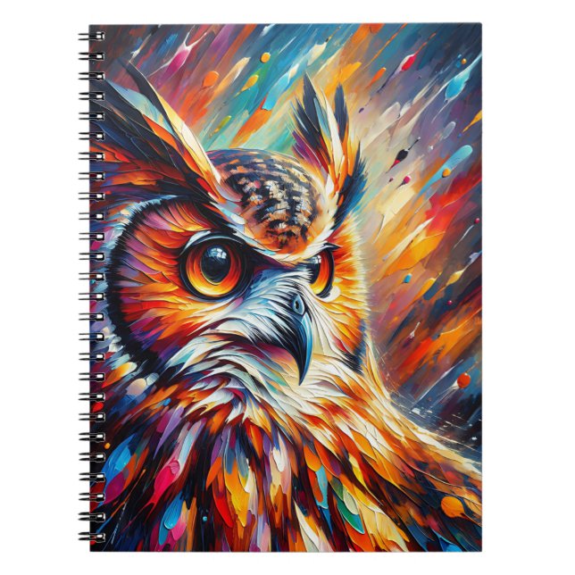 Fiery Guardian Owl – Expressionist Forest Art Notebook (Front)