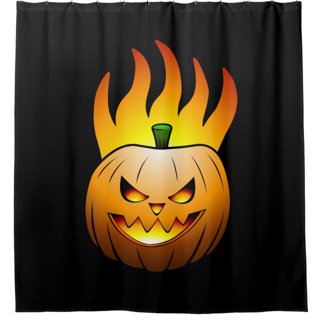Fiery Halloween Pumpkin Face Shower Curtain (Front)