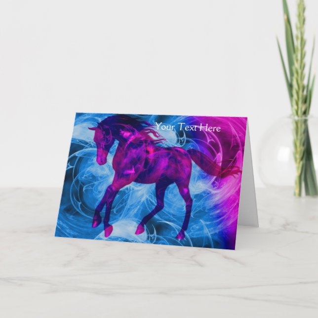 Fiery Horse Fantasy Fractal Art Photo Card (Front)