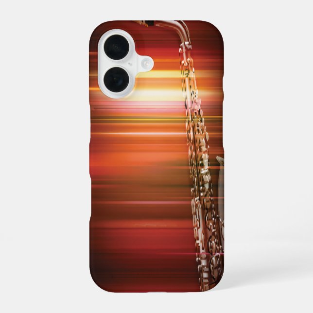 Fiery Jazz Saxophone iPhone 16 Case (Back)