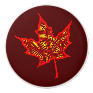 Fiery Leaves Ceramic Knob