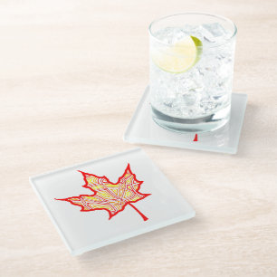 Fiery Leaves Glass Coaster