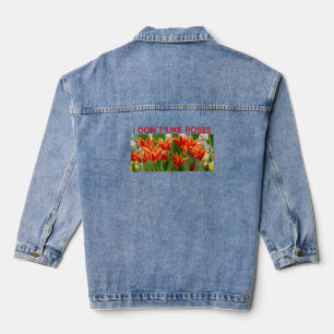 Fiery Lily-Flowered Orange Tulips Denim Jacket