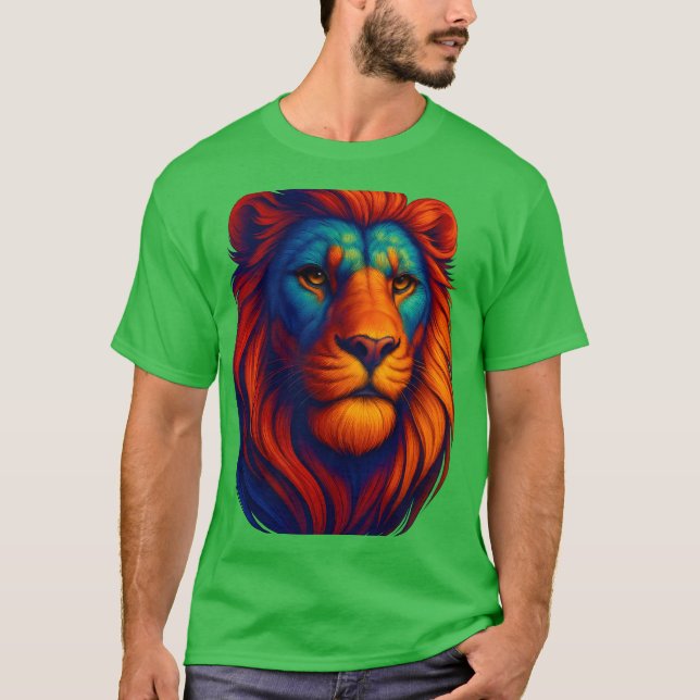 fiery lion head realistic t_short bold powerful  T-Shirt (Front)