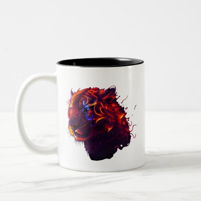 Fiery Lion Head Two-Tone Coffee Mug (Left)
