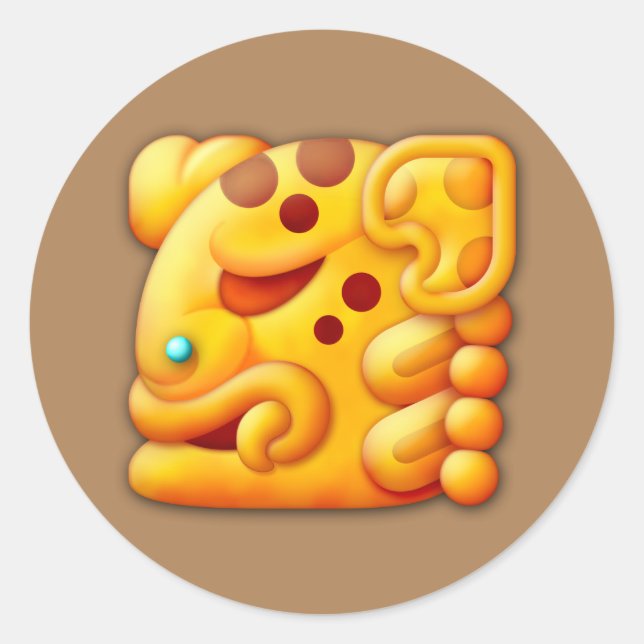 Fiery Maya Animal Head Classic Round Sticker (Front)