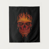 Fiery Melting Skull Gothic Wall Art Dark Fantasy