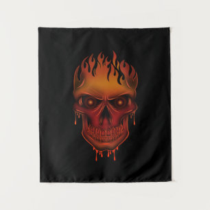 Fiery Melting Skull Gothic Wall Art Dark Fantasy Tapestry