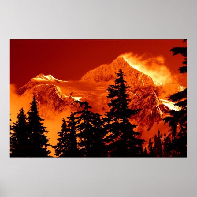 Fiery Mountain Scene Poster (Front)