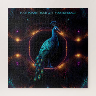 Fiery Neon Peacock Puzzle