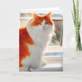 Fiery Norwegian Forest Cat Note Card