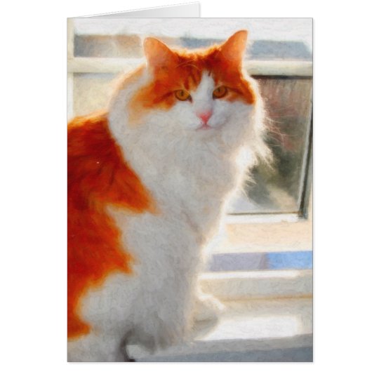 Fiery Norwegian Forest Cat Note Card