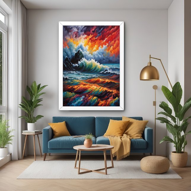 Fiery Ocean Storm - Abstract Seascape Art Poster (Creator Uploaded)