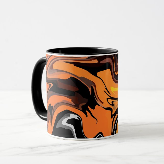 Fiery Orange Abstract Swirl Pattern Mug (Front Left)
