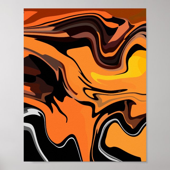 Fiery Orange Abstract Swirl Pattern Poster (Front)