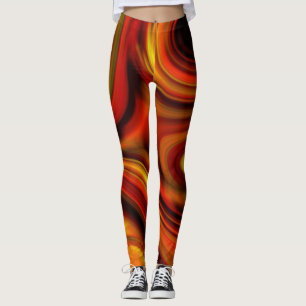 Fiery Orange and Yellow Pattern Leggings