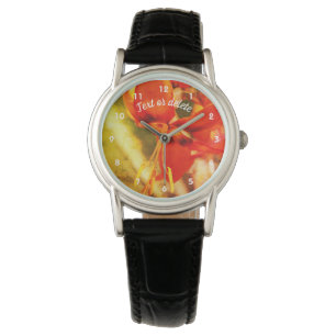 Fiery Orange Daylily Flower Abstract Personalised Watch