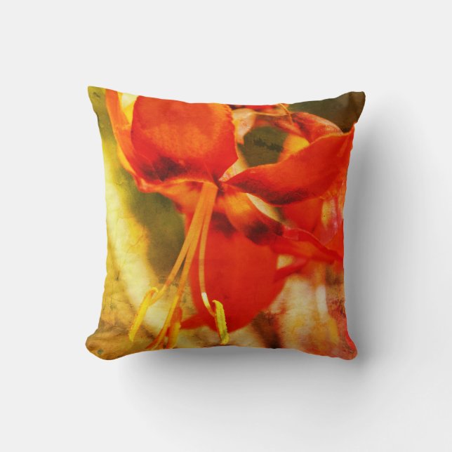 Fiery Orange Daylily Flower Close Up Abstract  Cushion (Front)