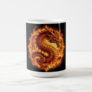Fiery Orange Dragon Fire Flames Gift for men Coffee Mug
