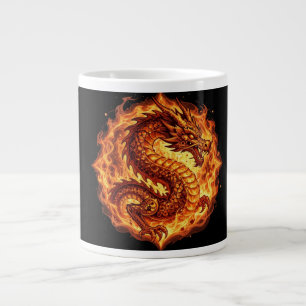 Fiery Orange Dragon Fire Flames Gift for men Large Coffee Mug