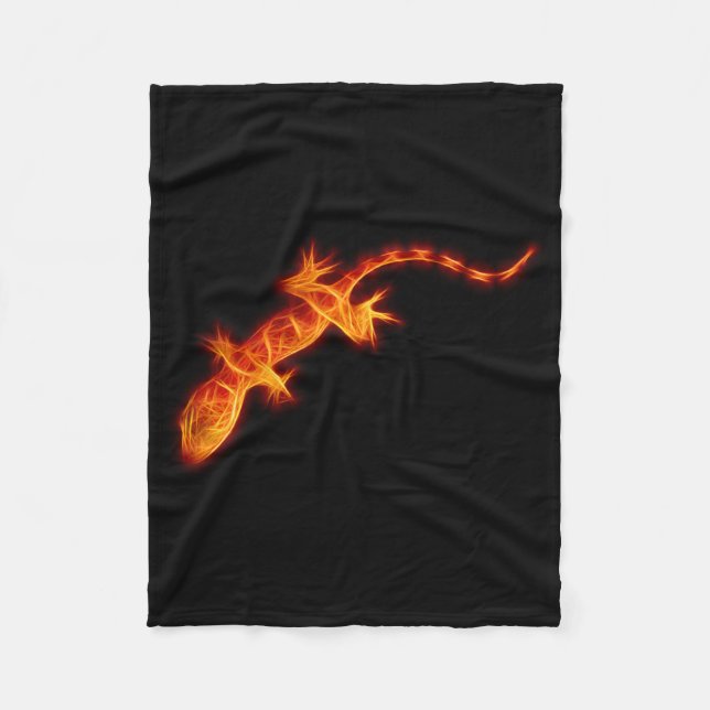 Fiery Orange Gecko Fleece Blanket (Front)