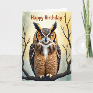 Fiery Owl Birthday Card
