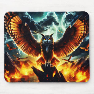 Fiery Owl Moonrise Mouse Pad