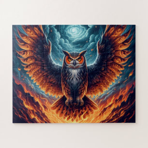 Fiery Owl Phoenix Ascension Jigsaw Puzzle