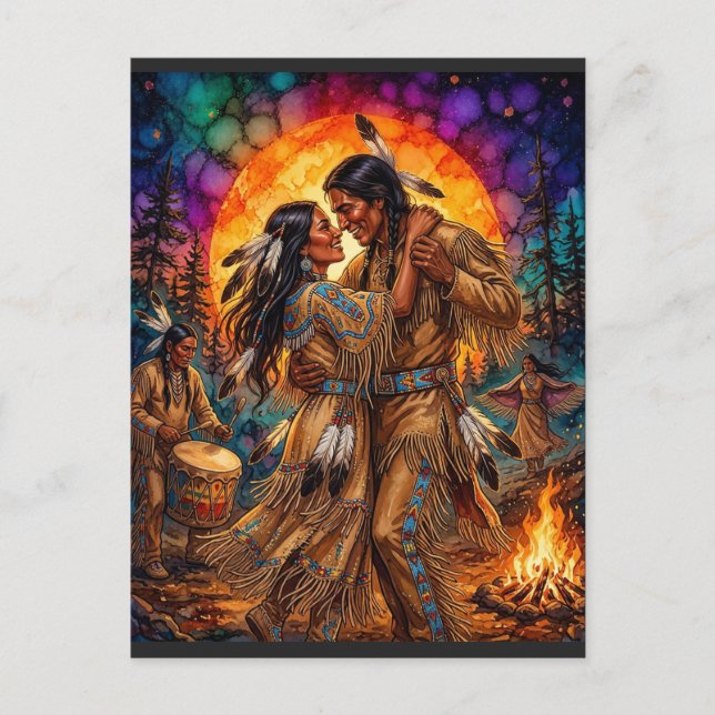 Fiery Passion: Native American Dancers Postcard (Front)
