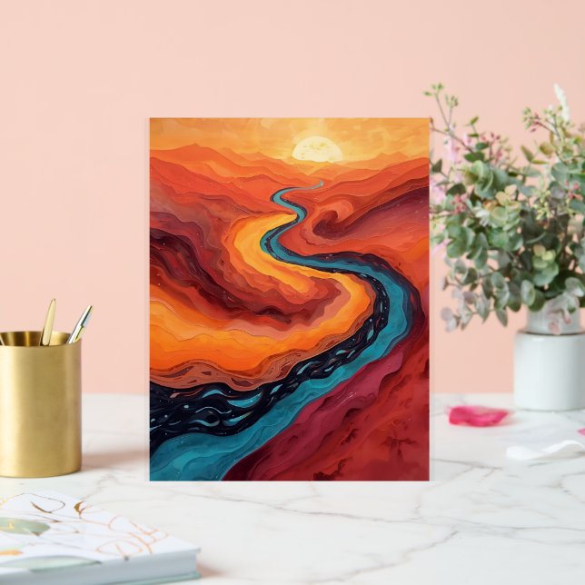 Fiery Path – Vibrant Abstract Sunset Landscape Acrylic Sign (Wedding)