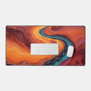 Fiery Path – Vibrant Abstract Sunset Landscape Desk Mat